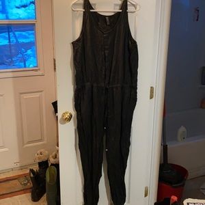 Strapless Button-Front Jumpsuit